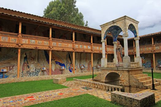 The patio of the very nice mosaic church of Polloc, northern Peru near Cajamarca