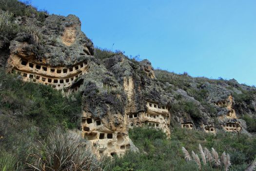 The Ventanillas de Combaya are an old pre inca cemetry in the mountains of northern Peru near Cajamarca.