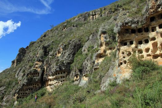 The Ventanillas de Combaya are an old pre inca cemetry in the mountains of northern Peru near Cajamarca.