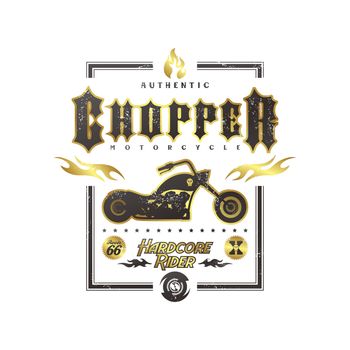 classic chopper motorcycle theme vector art illustration