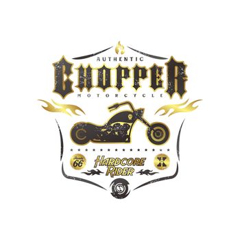 classic chopper motorcycle theme vector art illustration