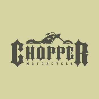 classic chopper motorcycle theme vector art illustration