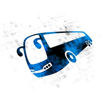 Tourism concept: Pixelated blue Bus icon on Digital background