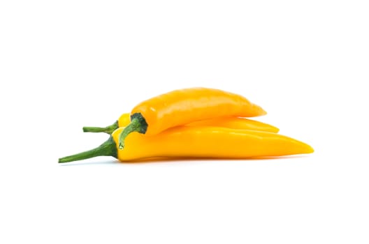 Yellow chilli pepper isolated on white background.