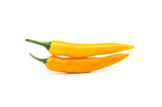 Yellow chilli pepper isolated on white background.