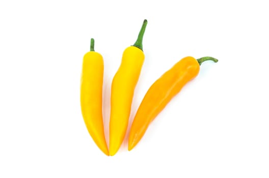 Yellow chilli pepper isolated on white background.