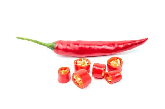 Red chilli pepper isolated on white background.