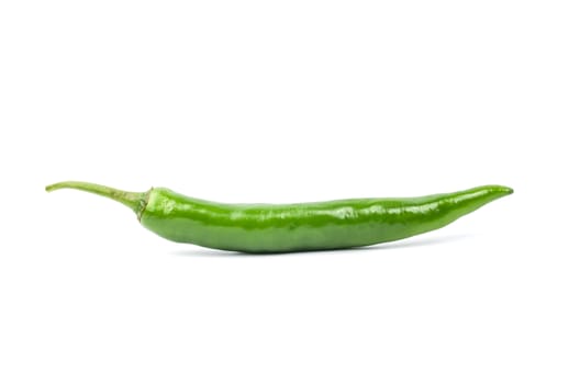 Green chilli pepper isolated on white background.