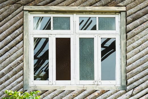 Window with old wood frame of house