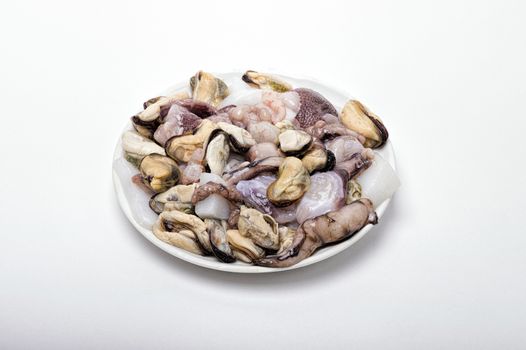 seafood mix of fresh isolate the inhabitants of the sea