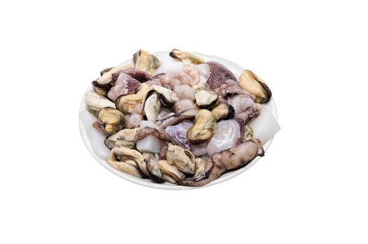 seafood mix of fresh isolate the inhabitants of the sea