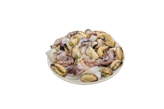 seafood mix of fresh isolate the inhabitants of the sea