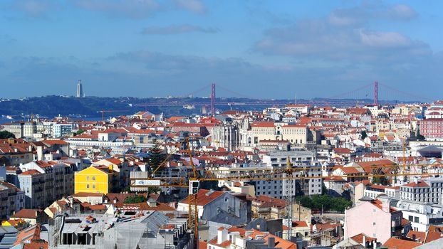 The bridge and christ, Lisbon, Portugal