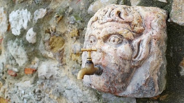 Detail of a limestone fountain