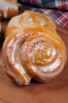  bun of pumpkin with cinnamon in the form of snails closeup