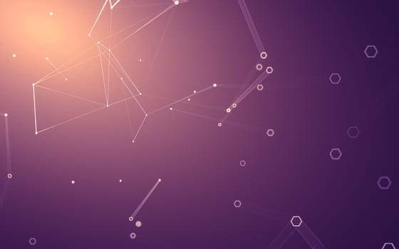 Abstract polygonal space low poly dark background with connecting dots and lines. Connection structure. 3d rendering