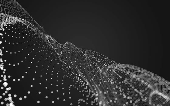 Abstract polygonal space low poly dark background with connecting dots and lines. Connection structure. 3d rendering