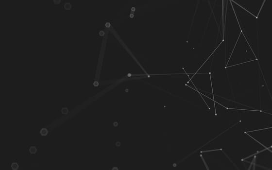 Abstract polygonal space low poly dark background with connecting dots and lines. Connection structure. 3d rendering