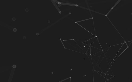 Abstract polygonal space low poly dark background with connecting dots and lines. Connection structure. 3d rendering