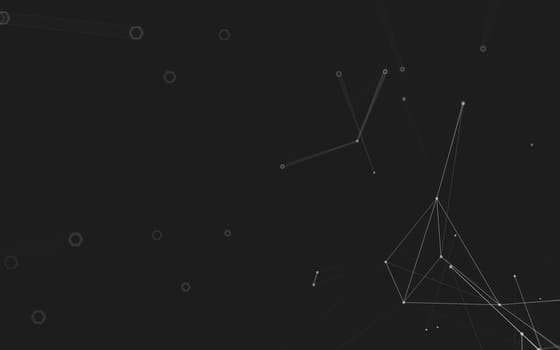 Abstract polygonal space low poly dark background with connecting dots and lines. Connection structure. 3d rendering