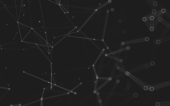 Abstract polygonal space low poly dark background with connecting dots and lines. Connection structure. 3d rendering