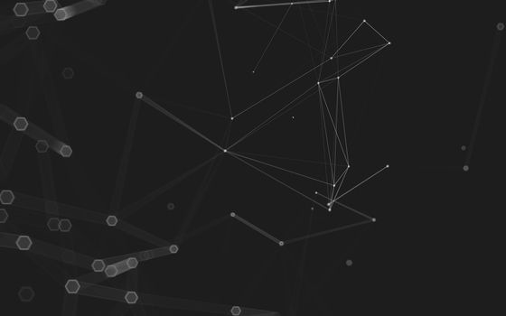 Abstract polygonal space low poly dark background with connecting dots and lines. Connection structure. 3d rendering