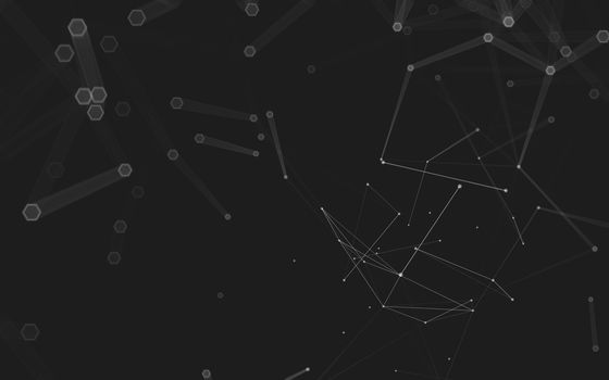 Abstract polygonal space low poly dark background with connecting dots and lines. Connection structure. 3d rendering