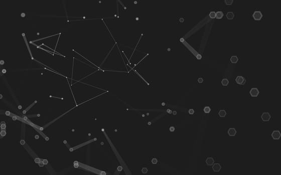 Abstract polygonal space low poly dark background with connecting dots and lines. Connection structure. 3d rendering