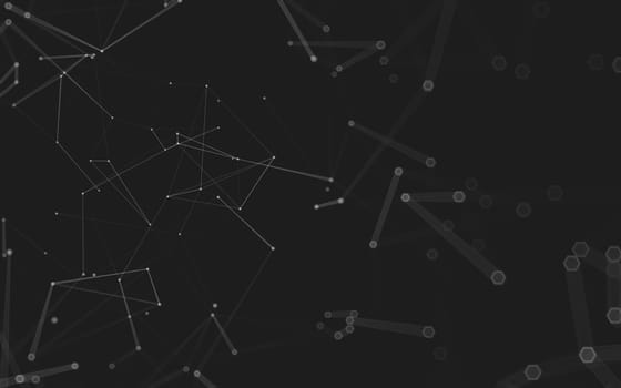 Abstract polygonal space low poly dark background with connecting dots and lines. Connection structure. 3d rendering