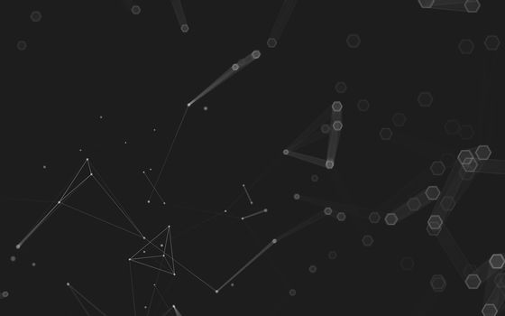 Abstract polygonal space low poly dark background with connecting dots and lines. Connection structure. 3d rendering