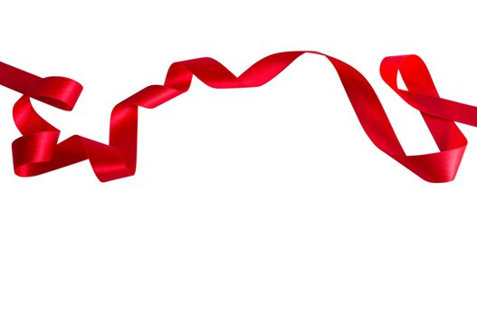 Red satin ribbon isolated on white background
