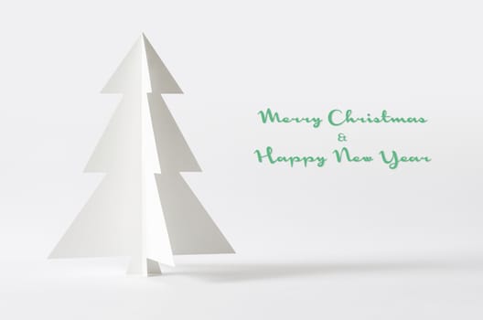 Christmas tree isolated on white background. Christmas tree paper craft.