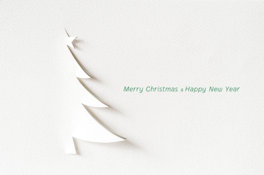 Christmas tree paper cutting design card. Christmas tree paper craft.