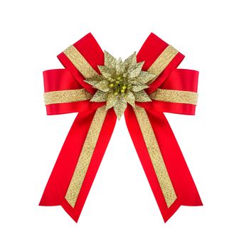 Red satin bow isolated on white background. with clipping path.