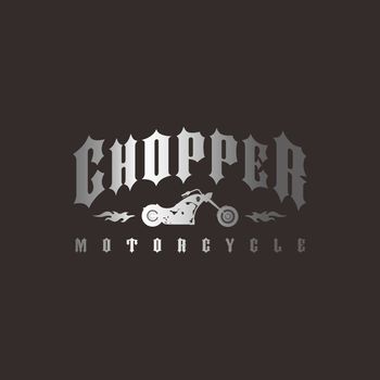 classic chopper motorcycle theme vector art illustration