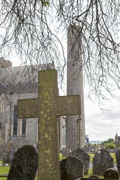 cross at ancient graveyard in St Canice’s Cathedral in kilkenny city ireland