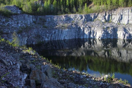 Marble quarry in Ruskeala, Republic of Karelia, Russia. View from above