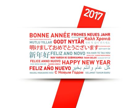 Happy new year from the world. Different languages celebration card