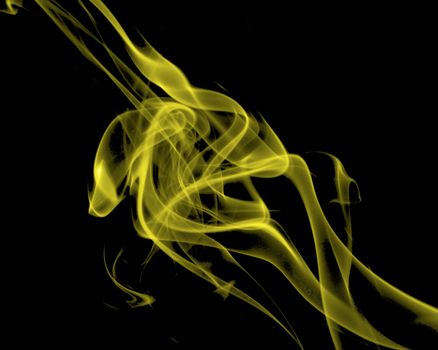 Yellow Abstract Fancy Smoke Figures on Black background