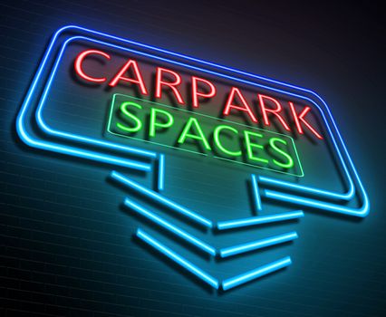 Illustration depicting an illuminated neon sign with a parking concept.