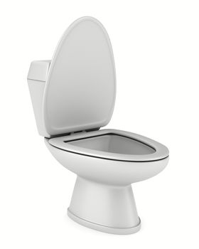 Toilet bowl on white background. Isolated 3D image