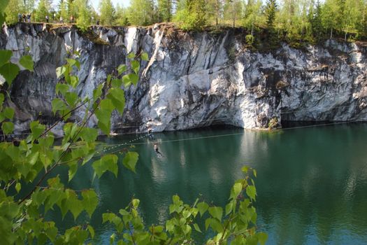 Marble quarry in Ruskeala, Republic of Karelia, Russia. View from above
