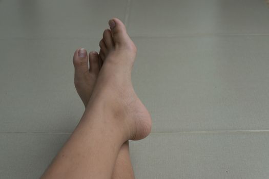 Close up Bare Feet of a Woman