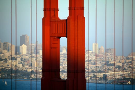 a part of famous Golden Gate Bridge, San Francisco