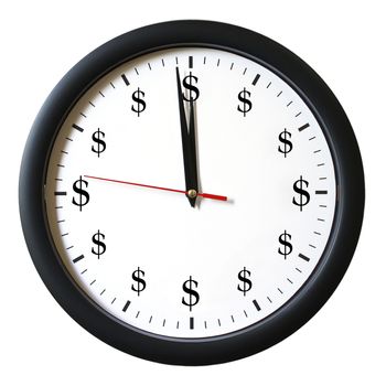 An isolated clock that represents how time is money.