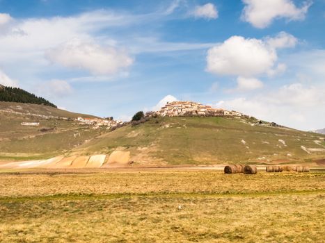 Italy, Castelluccio di Norcia big plan of Monti Sibillini.