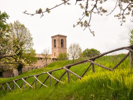 Italy, Apennines Marche romagna - April 25, 2015: Church along the scenic ritch through the beautiful natural country.