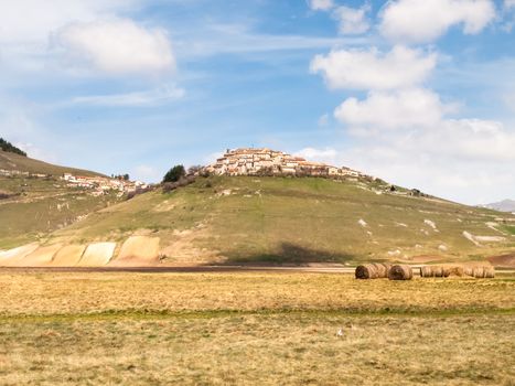 Italy, Castelluccio di Norcia big plan of Monti Sibillini.