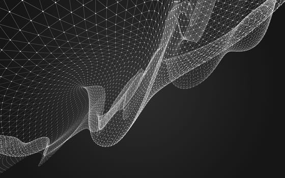 Abstract polygonal space low poly dark background with connecting dots and lines. Connection structure. 3d rendering