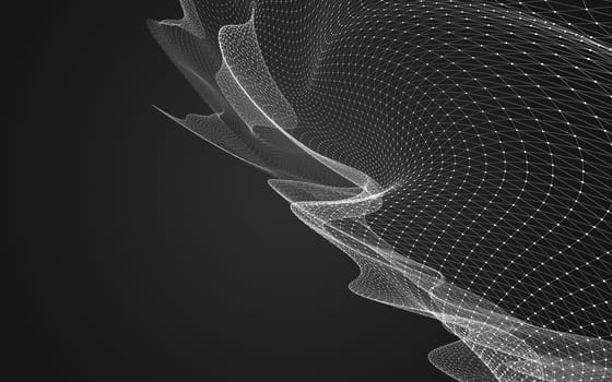 Abstract polygonal space low poly dark background with connecting dots and lines. Connection structure. 3d rendering